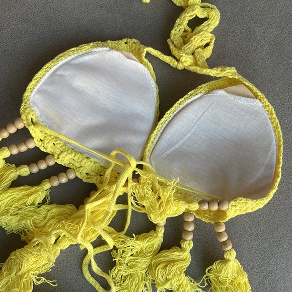 Yellow Two Piece Crochet Bikini - Picture 9 of 10